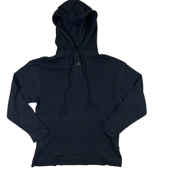RDI Women’s Small Black Long Sleeve Hooded Waffle Knit Pullover NWOT - Picture 1 of 7